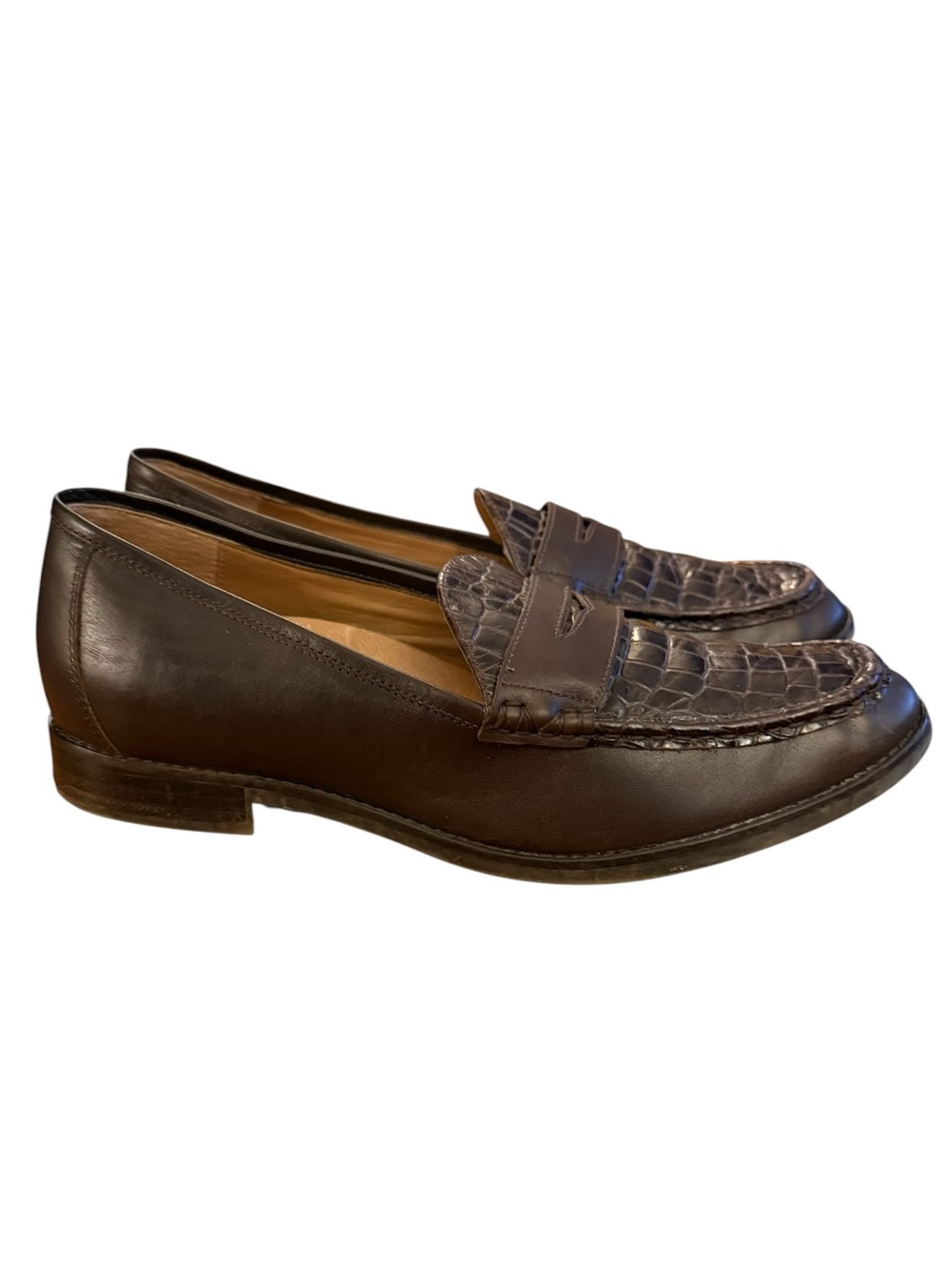 Vionic Waverly Women’s 9 Brown Croc Embossed Leather Penny Loafers - Picture 7 of 15